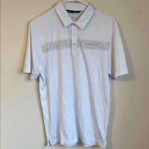 Travis Mathew Men's Polo Shirt in White with Gray Accents